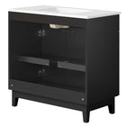 Modway Miles 36" Bathroom Vanity - White/Black-Tapered Rubberwood Legs