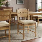 Modway Jax Oak Wood Dining Chair With Wavy Razor Back and Cushion - Weathered Oak Linen-Fabric Seat Cushion