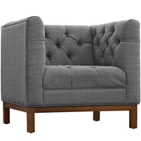 Modway Panache Upholstered Fabric Armchair - Grey-Walnut Stained Beech Wood Legs