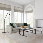 Hudson&Canal Challice Arc Floor Lamp with Glass Shade - Blackened Bronze/Clear-Includes a 8 ft. cord with foot switch