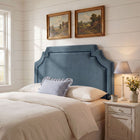 Modway Magnolia Stain-Resistant Performance Velvet King Size Headboard - Cadet Blue/Midnight-Contrast Piping