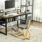 HOMCOM Ergonomic Rocking Wood Kneeling Stool Chair - Grey-Rocking design enhances focus, aids in longer concentration periods