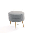 Manhattan Comfort Bailey 18.11" Mid-Century Modern Polyester Blend Upholstered Ottoman - Grey with Gold Legs-30 Day Limited Manufacturer's Warranty