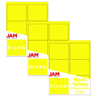 JAM Paper Mailing Address Labels, 3 1/3 x 4, Neon Yellow, 3 sets of 120 (354328049g)-Size: 2.63" x 1"