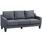 HOMCOM 3 Seater Linen Sofa Couch with Pocket Spring - Charcoal Grey-Pocket spring padding for flexible, supportive seating