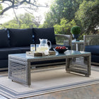 Modway Aura Rattan Outdoor Patio Coffee Table - Grey-Powder Coated Aluminum Frame