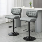 HOMCOM Adjustable Bar Stools with Footrest and Back - Grey - 2 Pack-Suitable for placing in bars, kitchens, and high dining rooms
