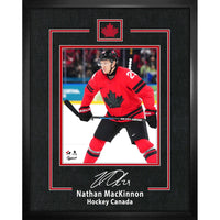 Frameworth Nathan MacKinnon Replica Signature Hockey Canada 2026 - Framed Print - 16" x 20"-Officially licensed Hockey Canada collectible featuring Nathan MacKinnon replica signature on a premium 2026 action photo. 16 by 20 inch premium framed display