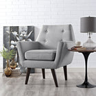 Modway Posit Upholstered Fabric Armchair - Light Grey-Espresso Stained Rubberwood Legs