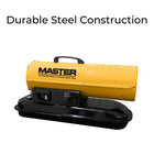 Master 80,000BTU Battery Kerosene Diesel Air Heater - Yellow-Reliable thermostat-controlled heating for up to 2000 square feet