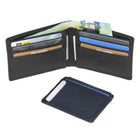 Club Rochelier Men's Billfold Wallet with Removable Card Holder - Black/Navy Combo-1 ID window