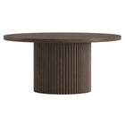 Hudson&Canal Rollan 32" Wide Round Fluted Coffee Table - Brown Oak-A modern contemporary design for your living room, den, and more