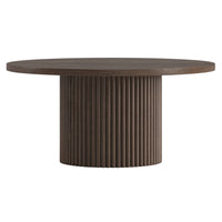 Hudson&Canal Rollan 32" Wide Round Fluted Coffee Table - Brown Oak-A modern contemporary design for your living room, den, and more