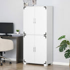 HOMCOM 63" H Rustic Style Storage Cabinet with 4 Shelves - White-Comes with two cabinets, 2 stationary middle shelves in each cabinet for storage 