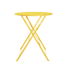Lausaint Bistro Folding 3-Piece Patio Set - Yellow-Dimension - Bistro table : Dia23.6 x H28, Foldable patio chairs : 16.5L x 19W x 32.2H. weight Capacity: 200 lbs. (Table), 300 lbs. (Chair). The metal bistro table and chairs set of 2 is covered by a 1-year warranty from the date of purchase.