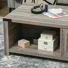 HOMCOM Farmhouse Coffee Table with Drawer and Storage Shelf for Living Room - Grey-Material: Particle Board