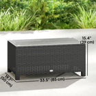 Outsunny Rattan Coffee Table with Tempered Glass Top Outdoor Garden Patio - Dark Grey-Waterproof and UV-resistant PE rattan