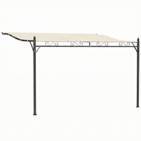 Outsunny 11.5 ft W x 8.2 ft L Outdoor Pergola - Lean to Pergola - Cream White-Pergola features a robust metal frame that secures to a wall