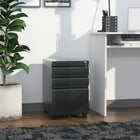 Vinsetto 3-Drawer Steel Letter/A4 Filing Cabinet with Lock & Wheels - Black-Central locking system keeps documents safe with a single turn of the key   
