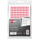 Avery Print or Write Removable Colour-Coding Labels, 1/4" Round, Red, 768 Pack (2335)-Removable