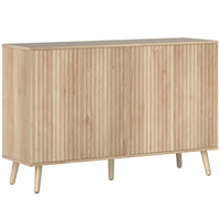 HOMCOM 47.2" L Sideboard Buffet Cabinet with Storage - Oak-Fluted door panels add a touch of elegance