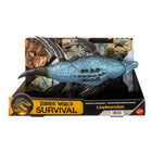 Mattel Jurassic World Gigantic Thrasher Dino Assortment-Activate chomp attack! Press the button on the front right shoulder of the dinosaur to activate an aggressive chomp