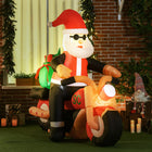 HOMCOM 5.5' Lit Inflatable Santa Claus on Motorcycle Christmas Yard Decoration-4 sets of built-in internal warm white LED lights for better nighttime viewing 