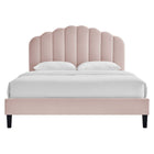 Modway Daisy Performance Velvet Full Platform Bed - Pink-Performance Velvet Upholstery
