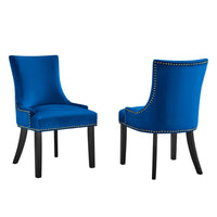 Modway Marquis Performance Velvet Dining Chairs - Navy - 2 Pack-Solid Wood Frame