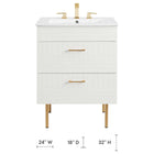 Modway Daybreak 24" Bathroom Vanity Cabinet - White-Full-Extension Drawers