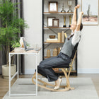 HOMCOM Ergonomic Rocking Wood Kneeling Chair with Backrest for Improved Posture - Black-Stable birch wood frame ensures durability and safety
