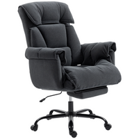 HOMCOM Executive Reclining Office Chair with Footrest and Folding Back - Dark Grey-Headrest, generously padded armrests, high back and footrest ensure full-body ergonomic support,