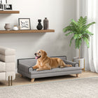 PawHut Elevated Dog Sofa Bed with Cushion - Light Grey-Chenille fabric is ultra-soft and cozy to the touch 