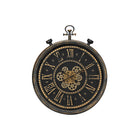 Monarch Specialties Clocks 24" Round Wall Clock - Brown -This industrial, vintage inspired 24" round pocket watch style wall clock with a unique gear mechanism design, instantly upgrades a transitional home decor with a touch of nostalgia