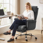 HOMCOM Executive Reclining Office Chair with Footrest and Headrest - Dark Grey-Colour: Dark Grey