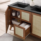 Modway Soma 48" Double Sink Bathroom Vanity - Walnut/Black-Rattan Weave