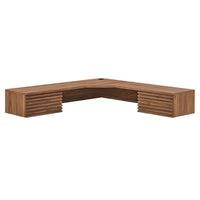 Modway Render 54.5" Wall Mount Corner Office Desk - Walnut-Mid-Century Corner Office Desk