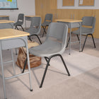 Flash Furniture HERCULES Series Grey Ergonomic Shell Stack Chair-Seat Drain Holes assist in drying