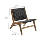 Modway Saoirse Woven Rope Wood Accent Lounge Chair - Walnut Black-Basket Weave Design