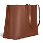 Champs Onyx Leather Open Tote - Brown-Top opening with magnetic closure