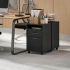 HOMCOM 24" Vertical Mobile Filing Cabinet with Lockable Drawer - Black-The compact file cabinet is suit for home, office and more 