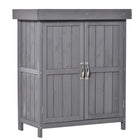 Outsunny Outdoor Wood Garden Tool Shed with Hinged Roof - Dark Grey-Water-resistant asphalt roof and painted wooden surface offer durability for outdoor use 