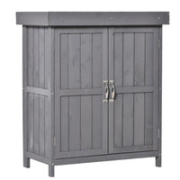 Outsunny Outdoor Wood Garden Tool Shed with Hinged Roof - Dark Grey-Water-resistant asphalt roof and painted wooden surface offer durability for outdoor use 