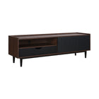 Manhattan Comfort Duane 59.25" Mid-Century Modern TV Stand - Dark Brown and Black-30 Day Limited Manufacturer's Warranty