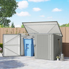 Outsunny 7.6' x 3.4' Garbage Bin Shed for 3 Trash Cans-Pneumatic lifting lid provides effortless, hygienic rubbish disposal
