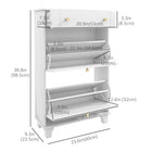 HOMCOM Narrow Shoe Cabinet with 2 Flip Drawers for Storage - White-The flat top displays decor or stores essentials