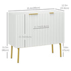 HOMCOM 35.4" L Accent Cabinet - White-Painted MDF panel, powder coated steel legs and anti-tipping design ensure durability and sturdiness