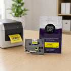 Premium Tape Compatible with Brother TZ651, TZ-651, TZE-651, TZE651 - Black / Yellow - 24 mm-24 mm tape width with 8 m total tape length per cassette.