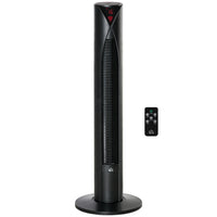 HOMCOM 37.75" H Freestanding Tower Fan with 3 Speed Timer and LED Sensor Panel - Black-Features 4 modes (Normal, Natural, Sleep, Child) and 3 speeds (High, Medium, Low) 