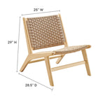 Modway Saoirse Woven Rope Wood Accent Lounge Chair - Natural Natural-Basket Weave Design